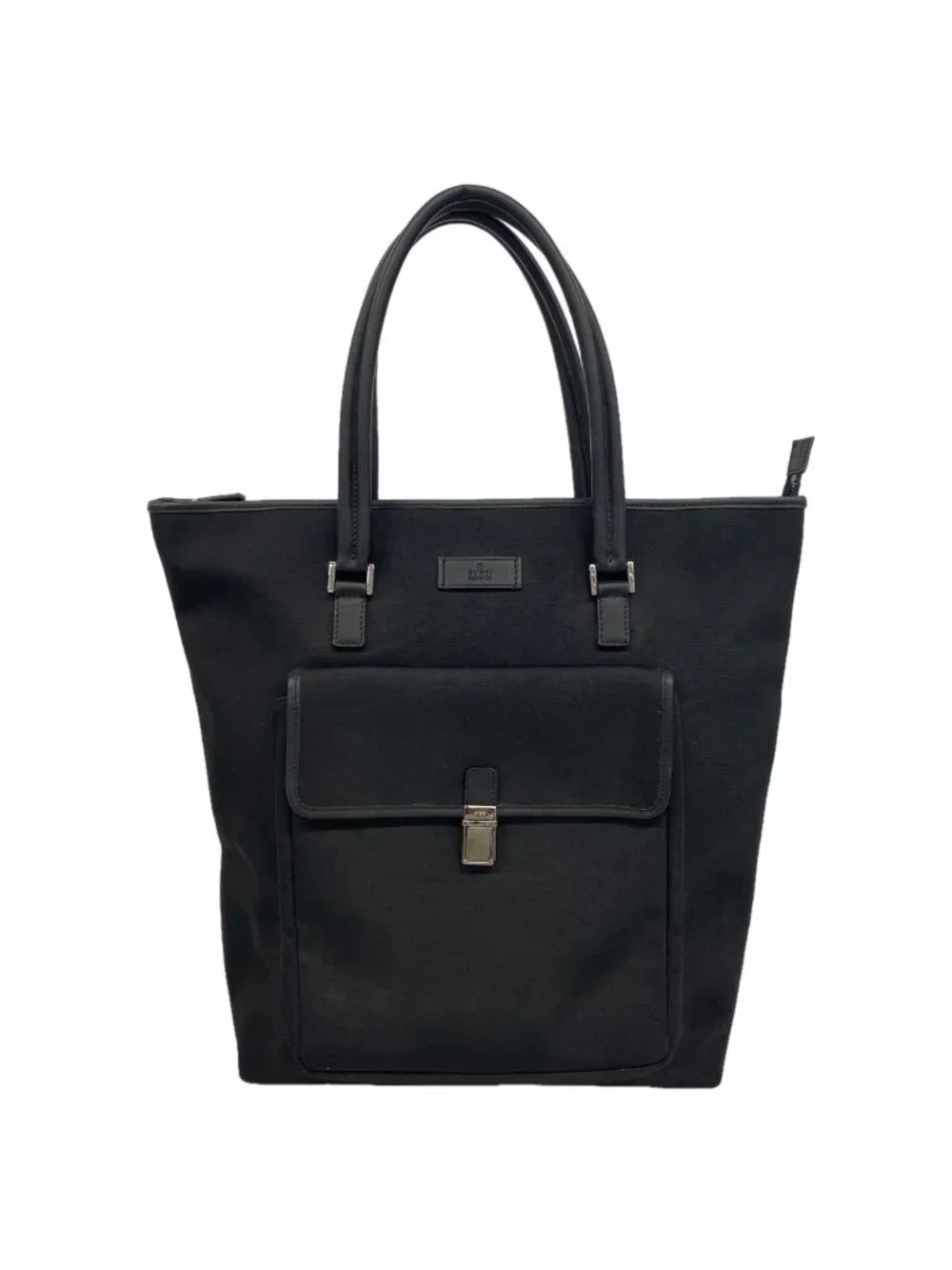 Gucci Tote Bag Canvas Black Silver